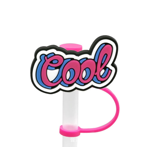 Straw Mouthpiece Silicone Dust Plug Decorative Buckle Clip Personalized Letter Label for Tumblers